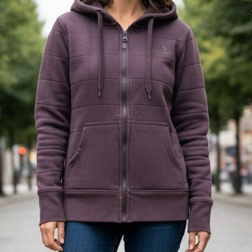 The North Face Womens XS Purple Fleece Lined Hooded Zip Up Jacket